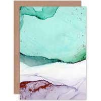 Artery8 Abstract Paint With Green Copper Greetings Card in Light Green