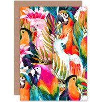 Artery8 Bird Pattern Painting Greetings Card