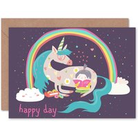 Unicorn Rainbow Reading Birthday Card
