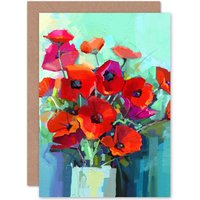 Artery8 Flowers Red Bouquet Vase Greetings Card