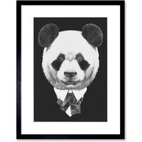 Artery8 Wall Art Print Bow Tie Panda Bear Drawing Art Framed 9x7 inch in Black | Size: W7" x H9"