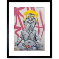 Artery8 Wall Art Print Baby Trump Graffiti Art Framed 9x7 inch in Black | Size: W7" x H9"