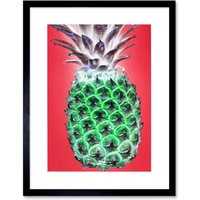Artery8 Wall Art Print Pop Art Pineapple Art Framed 9x7 inch in Black | Size: W7" x H9"