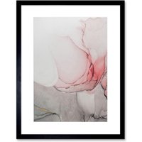 Artery8 Wall Art Print Abstract Paint with Pink Grey Ink Art Framed 9x7 inch in Black | Size: W7" x H9"