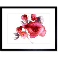 Artery8 Wall Art Print Flower Roses Watercolour Art Framed 9x7 inch in Black | Size: W7" x H9"