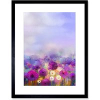 Artery8 Wall Art Print Field of Onion Flowers Art Framed 9x7 inch in Black | Size: W7" x H9"