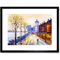 Artery8 Wall Art Print London Cityscape Painting Art Framed 9x7 inch in Black | Size: W7" x H9"