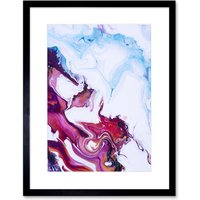Artery8 Wall Art Print Abstract Swirl Paint Pink Warm Art Framed 9x7 inch in Black | Size: W7" x H9"