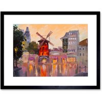 Artery8 Wall Art Print Moulin Rouge Painting Art Framed 9x7 inch in Black | Size: W7" x H9"