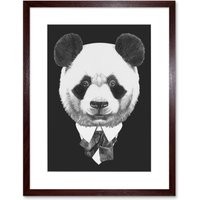 Artery8 Wall Art Print Bow Tie Panda Bear Drawing Art Framed 9x7 inch in Brown | Size: W7" x H9"