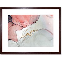 Artery8 Wall Art Print Abstract Paint with Pink Grey Art Framed 9x7 inch in Brown | Size: W7" x H9"