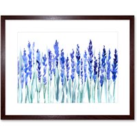 Artery8 Wall Art Print Flowers Lavender Watercolour Art Framed 9x7 inch in Brown | Size: W7" x H9"