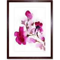 Artery8 Wall Art Print Flower Pink Watercolour Art Framed 9x7 inch in Brown | Size: W7" x H9"
