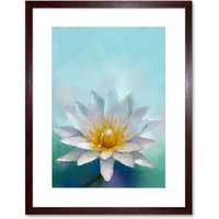Artery8 Wall Art Print Flower Lotus Painting Art Framed 9x7 inch in Brown | Size: W7" x H9"