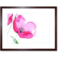 Artery8 Wall Art Print Flower Poppy Watercolour Art Framed 9x7 inch in Brown | Size: W7" x H9"