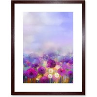Artery8 Wall Art Print Field of Onion Flowers Art Framed 9x7 inch in Brown | Size: W7" x H9"