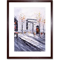 Artery8 Wall Art Print Parisian Cityscape Painting Art Framed 9x7 inch in Brown | Size: W7" x H9"