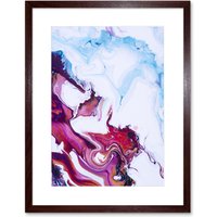 Artery8 Wall Art Print Abstract Swirl Paint Pink Warm Art Framed 9x7 inch in Brown | Size: W7" x H9"