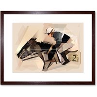 Artery8 Wall Art Print Racing Horse & Jockey Grunge Art Framed 9x7 inch in Brown | Size: W7" x H9"