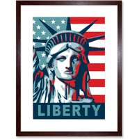 Artery8 Wall Art Print Statue of Liberty American Icon Art Framed 9x7 inch in Brown | Size: W7" x H9"