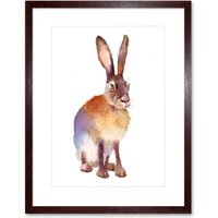 Artery8 Wall Art Print Hare Watercolour Isolated Art Framed 9x7 inch in Brown | Size: W7" x H9"
