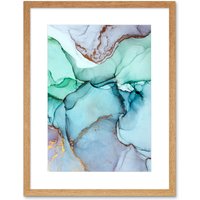 Artery8 Wall Art Print Abstract Paint with Cool Colours Art Framed 9x7 inch in Beige | Size: W7" x H9"