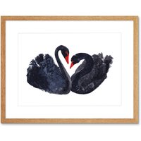 Artery8 Wall Art Print Black Swans Painting Art Framed 9x7 inch in Beige | Size: W7" x H9"