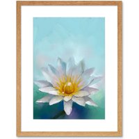 Artery8 Wall Art Print Flower Lotus Painting Art Framed 9x7 inch in Beige | Size: W7" x H9"