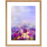 Artery8 Wall Art Print Field of Onion Flowers Art Framed 9x7 inch in Beige | Size: W7" x H9"