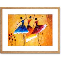 Artery8 Wall Art Print Ballet Dancers Painting Art Framed 9x7 inch in Beige | Size: W7" x H9"