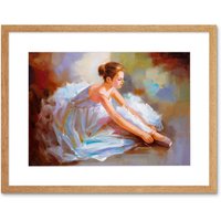 Artery8 Wall Art Print Ballet Dancing Shoes Painting Art Framed 9x7 inch in Beige | Size: W7" x H9"