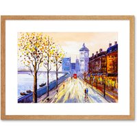 Artery8 Wall Art Print London Cityscape Painting Art Framed 9x7 inch in Beige | Size: W7" x H9"