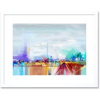 Artery8 Wall Art Print Abstract Contemporary Landscape Art Framed 9x7 inch in White | Size: W7" x H9"