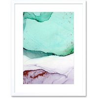 Artery8 Wall Art Print Abstract Paint with Green Copper Art Framed 9x7 inch in White | Size: W7" x H9"