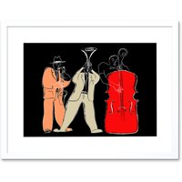 Artery8 Wall Art Print Musicians Jazz Modern Art Framed 9x7 inch in White | Size: W7" x H9"