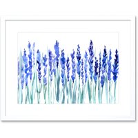 Artery8 Wall Art Print Flowers Lavender Watercolour Art Framed 9x7 inch in White | Size: W7" x H9"