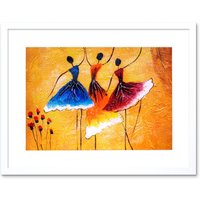 Artery8 Wall Art Print Ballet Dancers Painting Art Framed 9x7 inch in White | Size: W7" x H9"