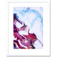 Artery8 Wall Art Print Abstract Swirl Paint Pink Warm Art Framed 9x7 inch in White | Size: W7" x H9"