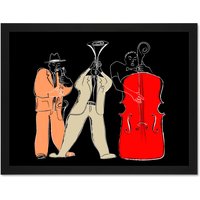 Artery8 Wall Art Print Musicians Jazz Modern Large Large Framed Wall Décor Art in Brown | Size: W18" x H24"