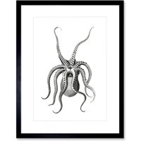 Artery8 Wall Art Print Octopus Upside Down Art Framed 9x7 inch in Black | Size: W7" x H9"