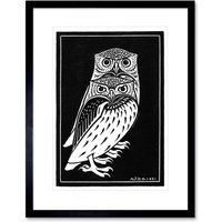 Artery8 Wall Art Print Two Owls Julie De Graag Art Framed 9x7 inch in Black | Size: W7" x H9"