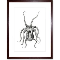 Artery8 Wall Art Print Octopus Upside Down Art Framed 9x7 inch in Brown | Size: W7" x H9"