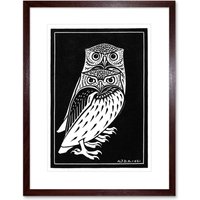 Artery8 Wall Art Print Two Owls Julie De Graag Art Framed 9x7 inch in Brown | Size: W7" x H9"