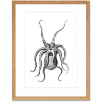 Artery8 Wall Art Print Octopus Upside Down Art Framed 9x7 inch in Beige | Size: W7" x H9"