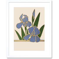 Artery8 Wall Art Print Flower Iris Vintage Advert Flower Boddingtons Art Framed 9x7 inch in White | Size: W7" x H9"