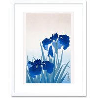 Artery8 Wall Art Print Iris Flowers Ohara Koson Art Framed 9x7 inch in White | Size: W7" x H9"