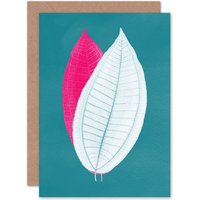 Artery8 Bright Coloured Leaf Teal Art Blank Just to Say Card