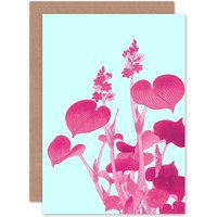Artery8 Ohara Koson Blooming Hosta Pink Art Blank Just to Say Card
