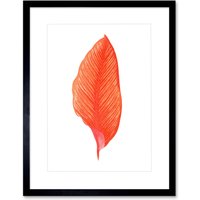 Artery8 Wall Art Print Botanics Red Orange Fine Stripes Art Black Framed 9x7 inch | Size: W7" x H9"