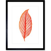 Artery8 Wall Art Print Botanics Red Orange Stripes Art Black Framed 9x7 inch | Size: W7" x H9"